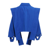 Chemise courte asymétrique à bretelles et col boutonné à manches longues
